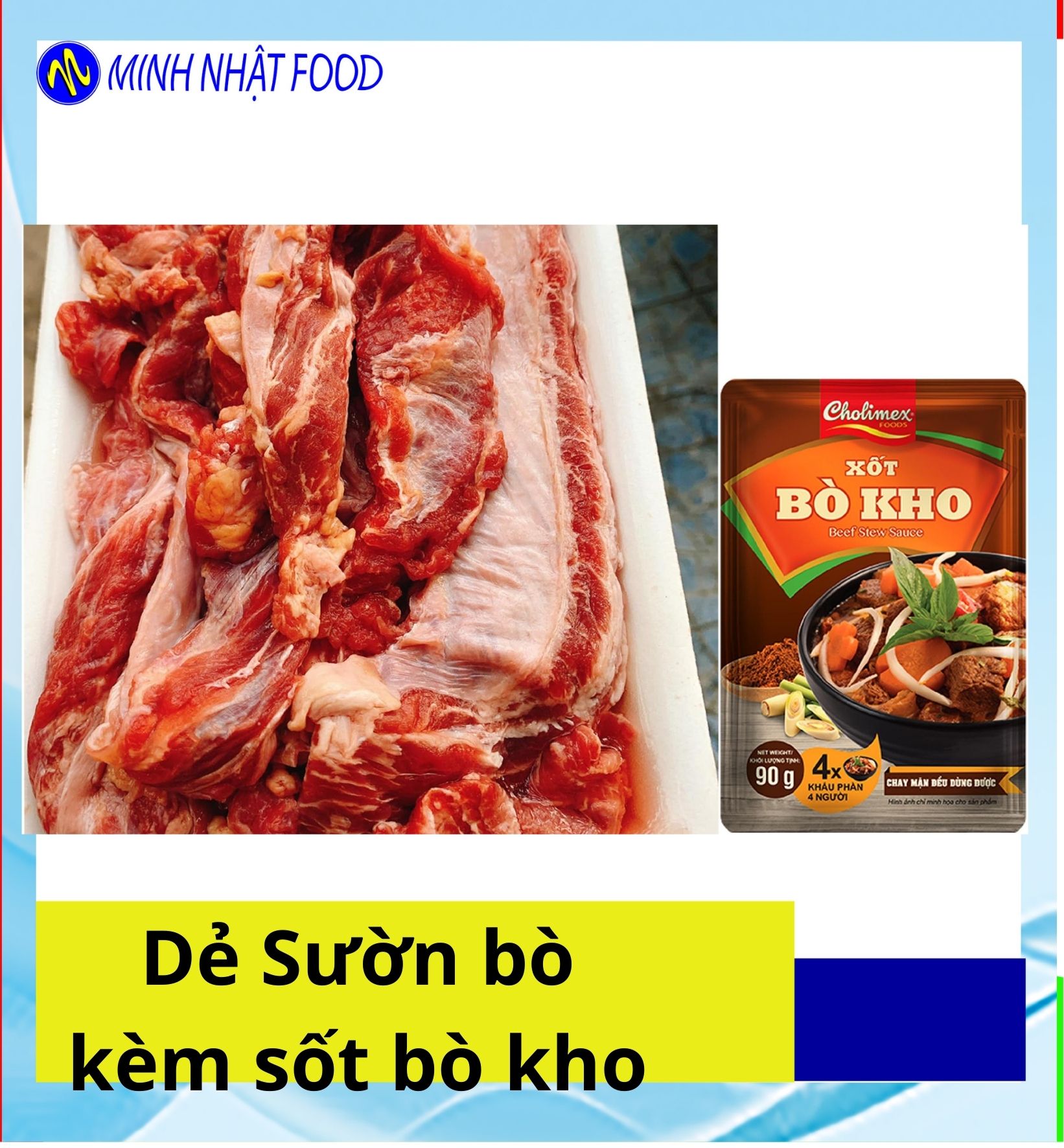 1kg dẻ sườn bò tặng kèm gia vị bò kho cholimex chuẩn vị