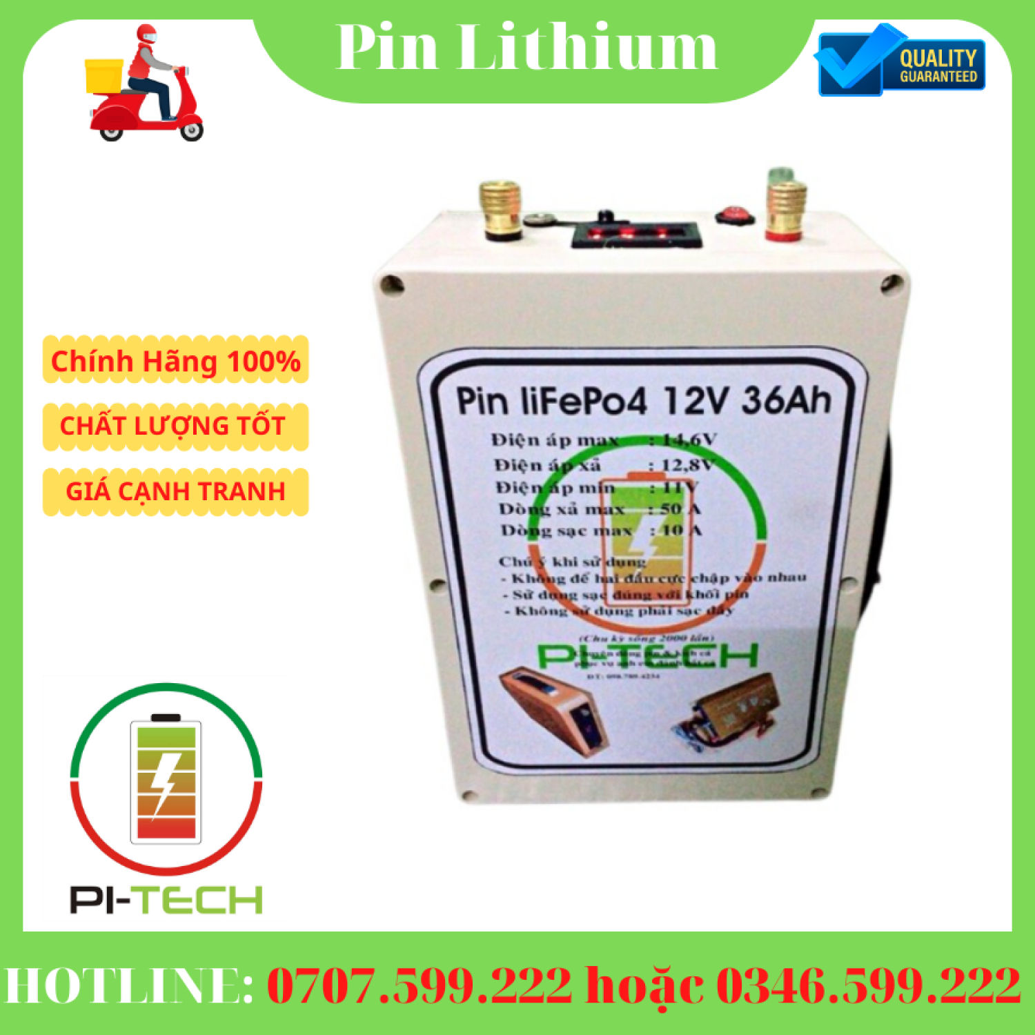 Pin Lithium 12VDC-36Ah ( 24 cell 32700/32cell 26700) 12