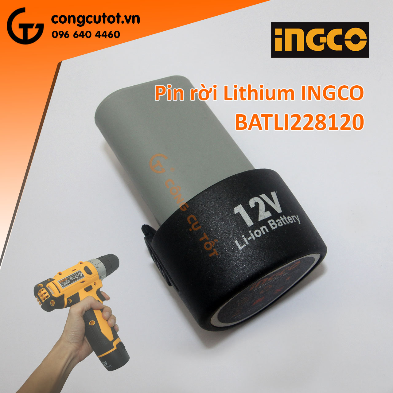 Pin lithium-ion 12v 1.5a.h ingco fbli12152, batli228120