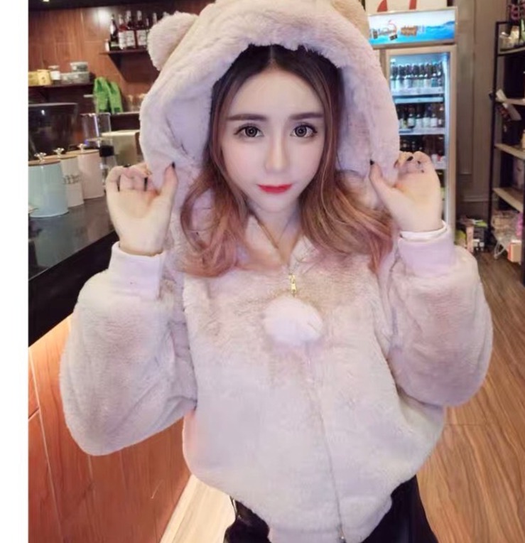 ( KÈM ẢNH THẬT) ÁO KHOÁC LÔNG CỪU TAI GẤU KHÓA QUẢ BÔNG THỜI TRANG HÀN QUỐC G6