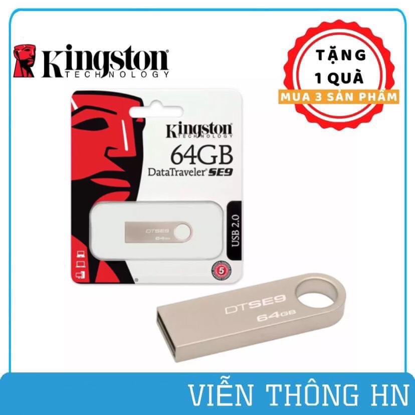 USB 2.0 kingston data traveler se9 64gb - dung lượng thực...