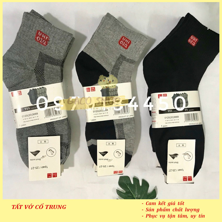 Combo 5 Đôi Tất Vớ Nam cổ trung - Tất vớ nam nữ Tất vớ thể thao Tất vớ khử mùi Tất vớ kháng khuẩn
