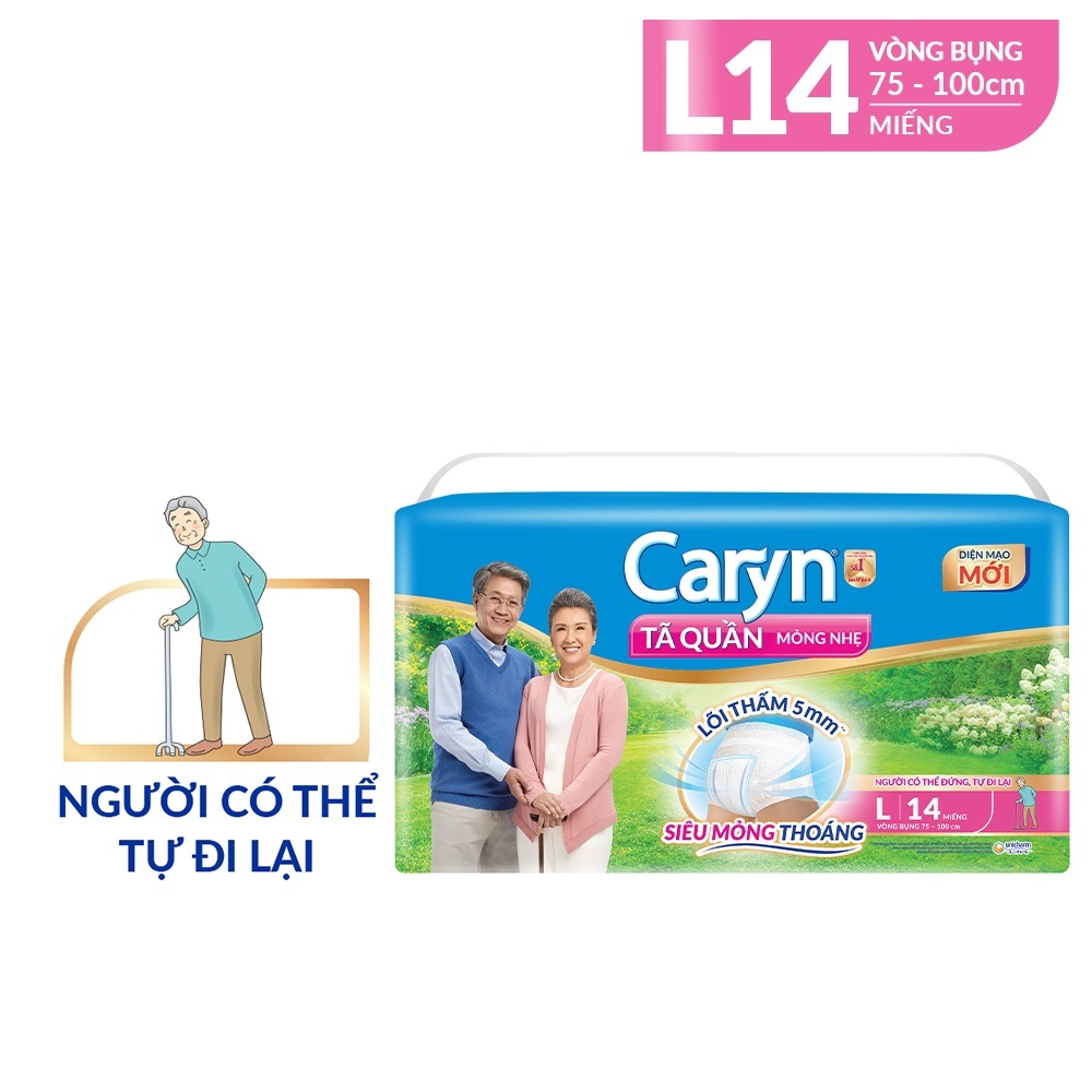 Tã quần mỏng nhẹ caryn l14/xl12 cho người lớn vòng bụng 75-100cm