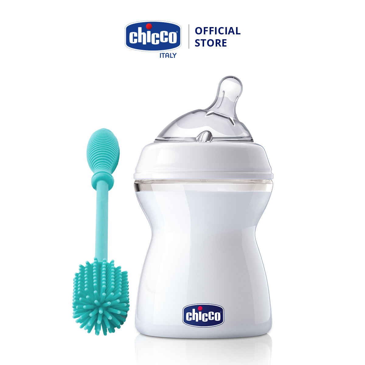 Combo Bình sữa núm nghiêng Pisa 2M+250ml & Cọ rửa bình silicone