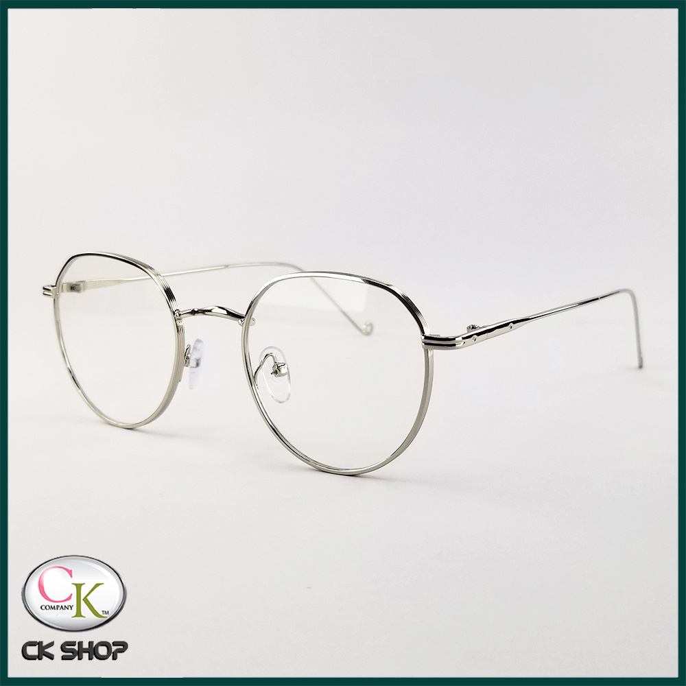 Gọng kính cận nam nữ mắt tròn kim loại màu bạc, đen, vàng 3514. Tròng kính giả cận 0 độ chống ánh sáng xanh, chống nắng và tia UV