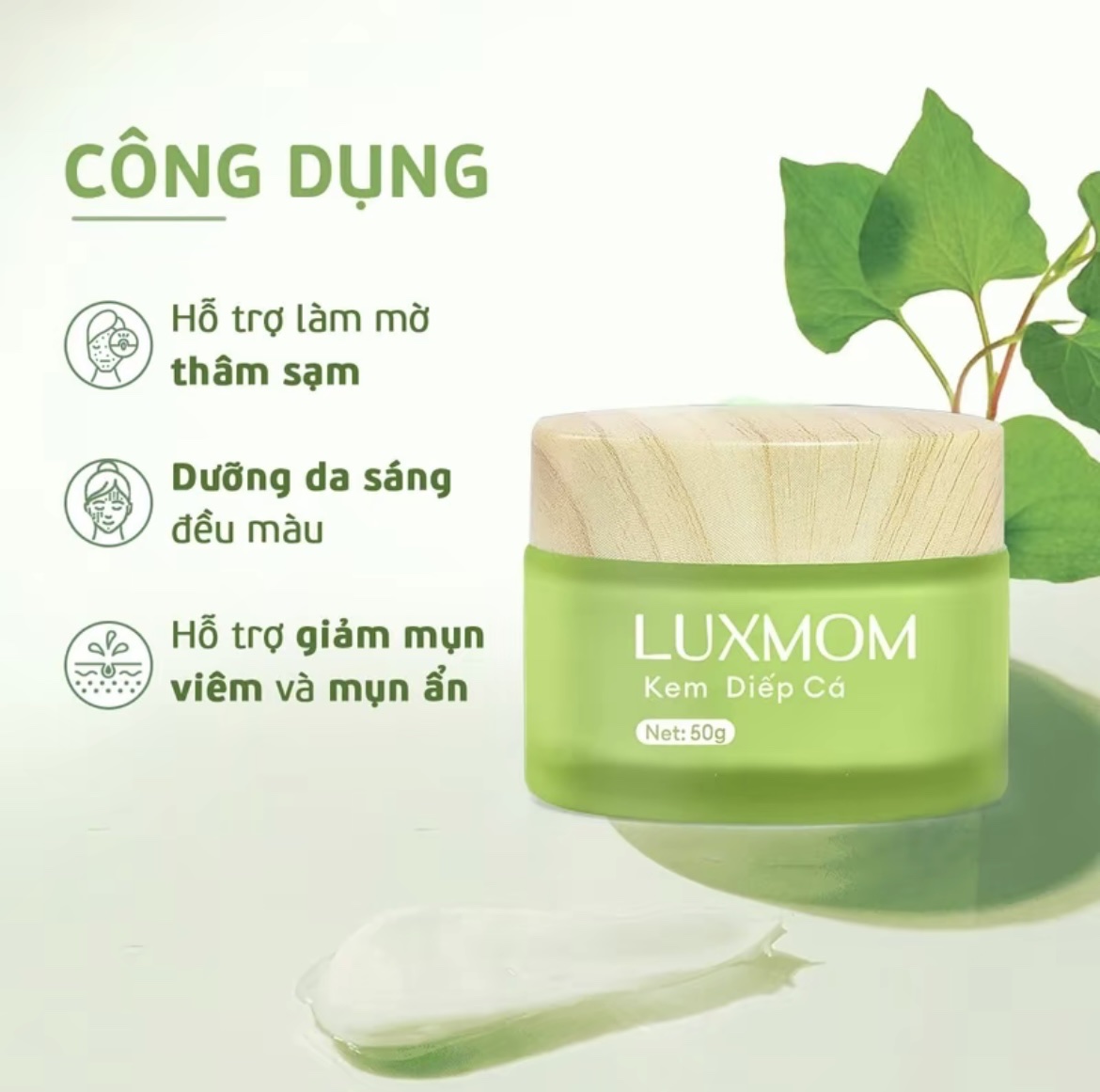 Luxmom Fish Mint Cream Whitens and Removes Dark Spots Safely for All Skin Types, Pregnant and Postpartum Mothers