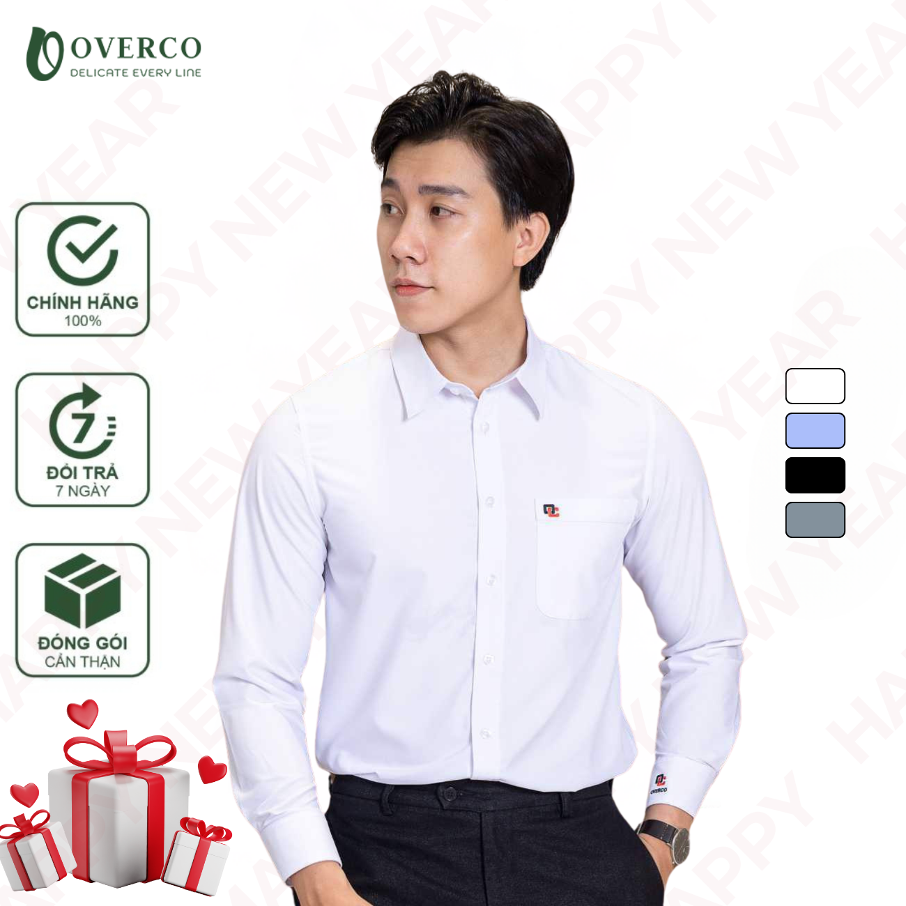 Áo sơ mi nam dài tay công sở đủ màu - overco