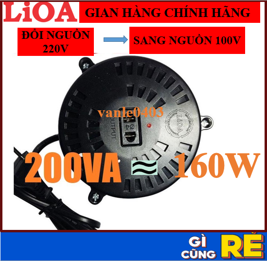 Biến áp tự ngẫu lioa 200va dn002 - bộ đổi nguồn lioa 200va từ 220v sang 100v cho máy nhật - mỹ