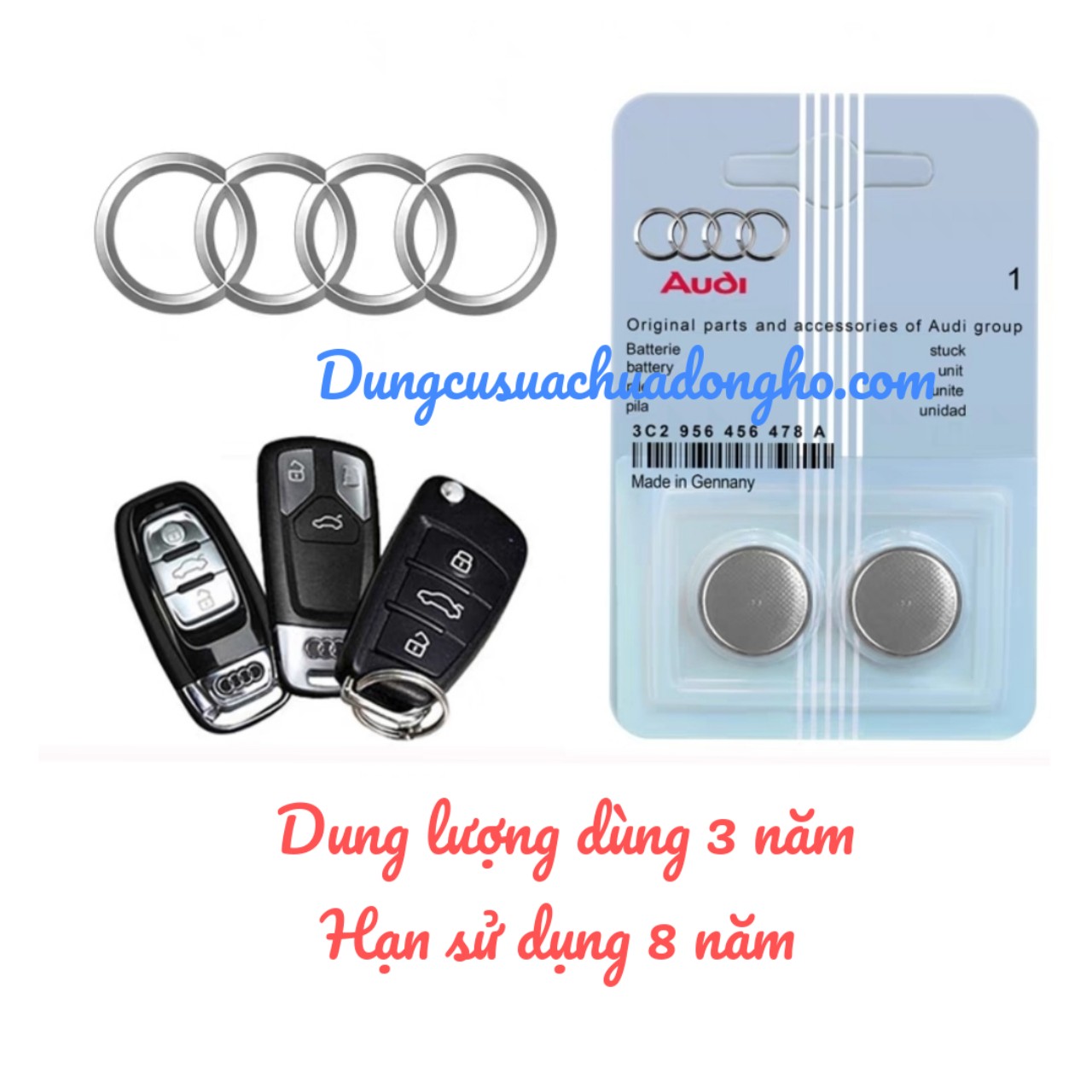 Pin Chìa khoá xe ô tô, xe hơi Audi