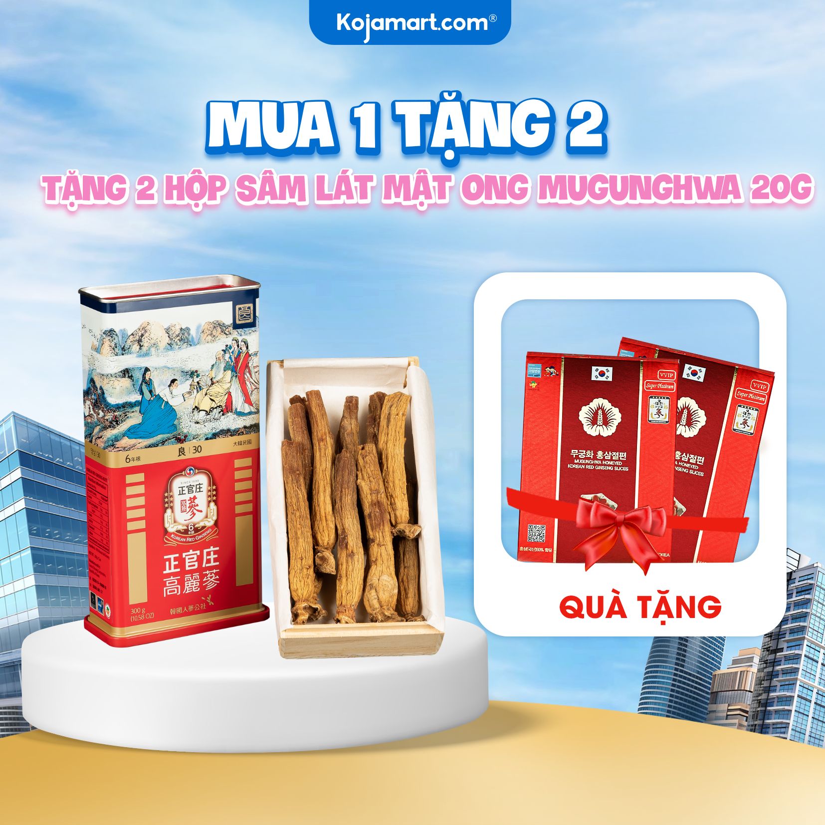 Lương sâm củ khô hàn quốc kgc jung kwan jang 300g 19 củ