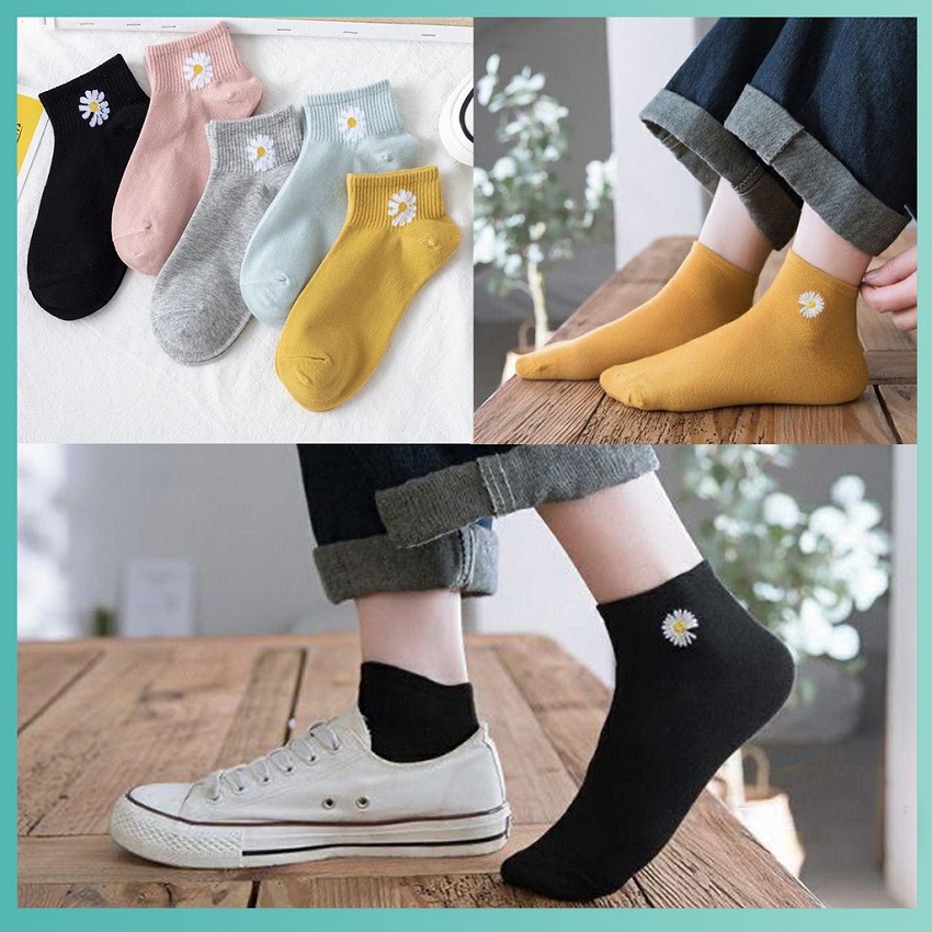 Combo 10 đôi tất Hoa Cúc 🍎FREE SHIP🍎Tất nữ thêu hoa cúc họa mi hàng Quảng Châu, chất đep, mềm mịn, không bai xù