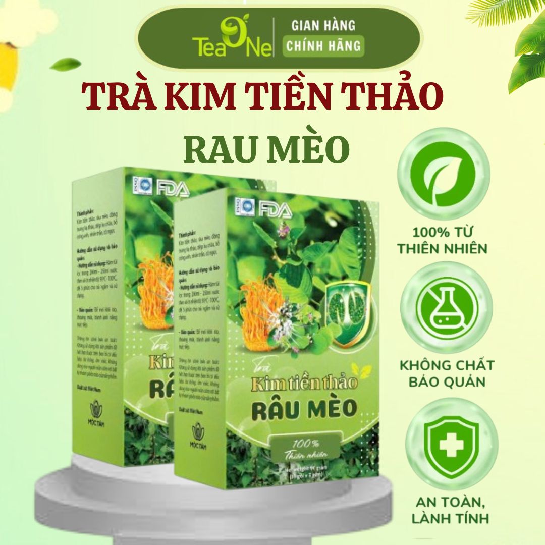 Trà Kim Tiền Thảo Râu Mèo Combo 2 Hộp 60 Túi Lọc Bổ Thận, Lợi Tiểu, Mát Gan, Giảm Sỏi Thận