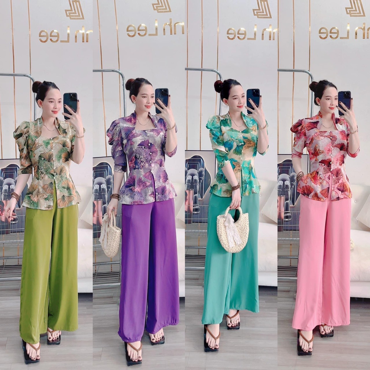 Sét bộ bà ba cổ nữ hoàng tay lỡ sang trọng
