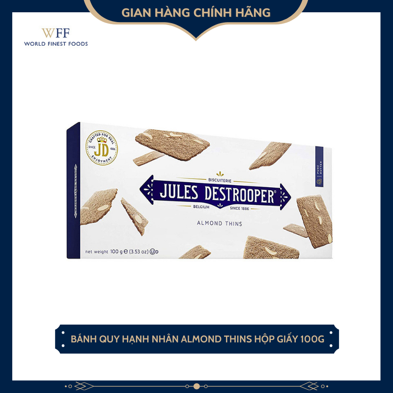 Bánh quy hạnh nhân Jules Destrooper Almond Thins Hộp Giấy 100g