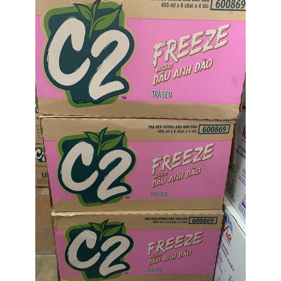 Thùng c2 dâu anh đào trà đen 24 chai 455ml