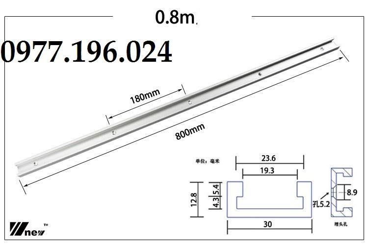 Thanh ray trượt bàn cưa 80CM cho máy cưa bàn và máy phay - Chất liệu : nhôm đúc -  Kích thước : 800 x 30 x 12,8 mm.