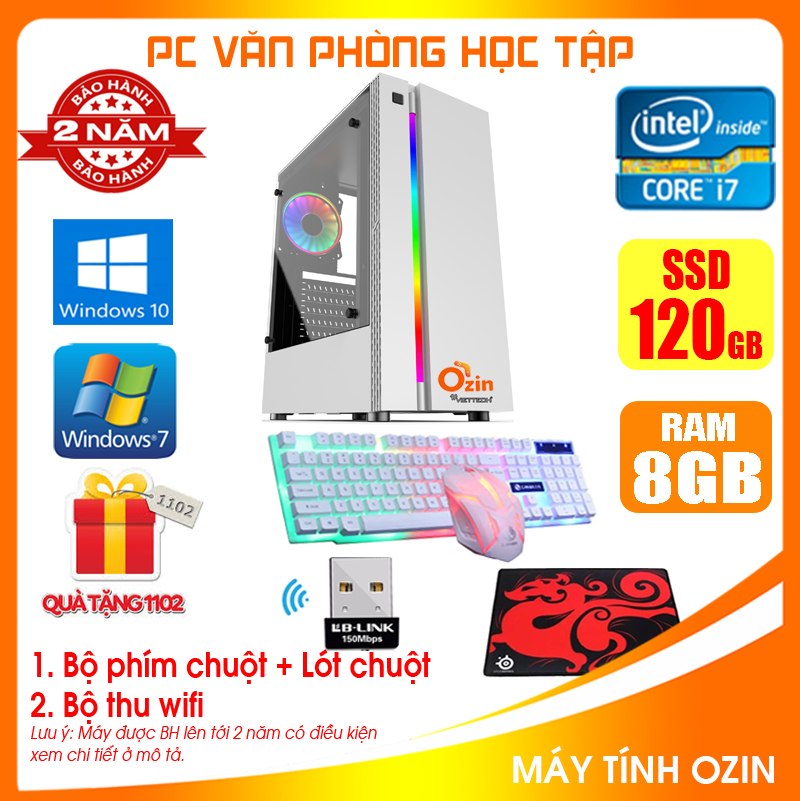 Case máy tính VP LED Trắng Pentium G2010 / i3-2100 / i5-2330 / i5-3330 / i7-2600 Ram 4GB-8GB/ SSD 120-240GB  ... [Tặng Phím chuột, thu wifi, bàn di] VPG2 VPi32 VPi52 VPi53 VPi72 LOZ