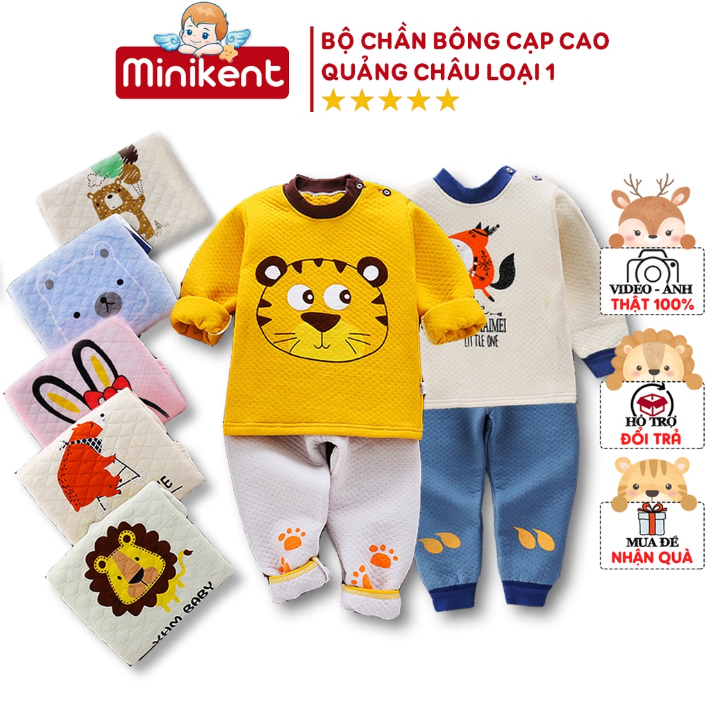 Bộ chần bông 3 lớp cạp cao cho bé hàng đẹp loại 1