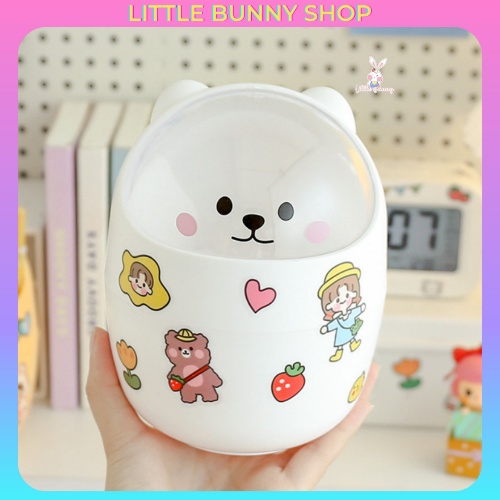 Thùng Rác Để Bàn Có Nắp Mini Dễ Thương Dễ Thương Hình Gấu
