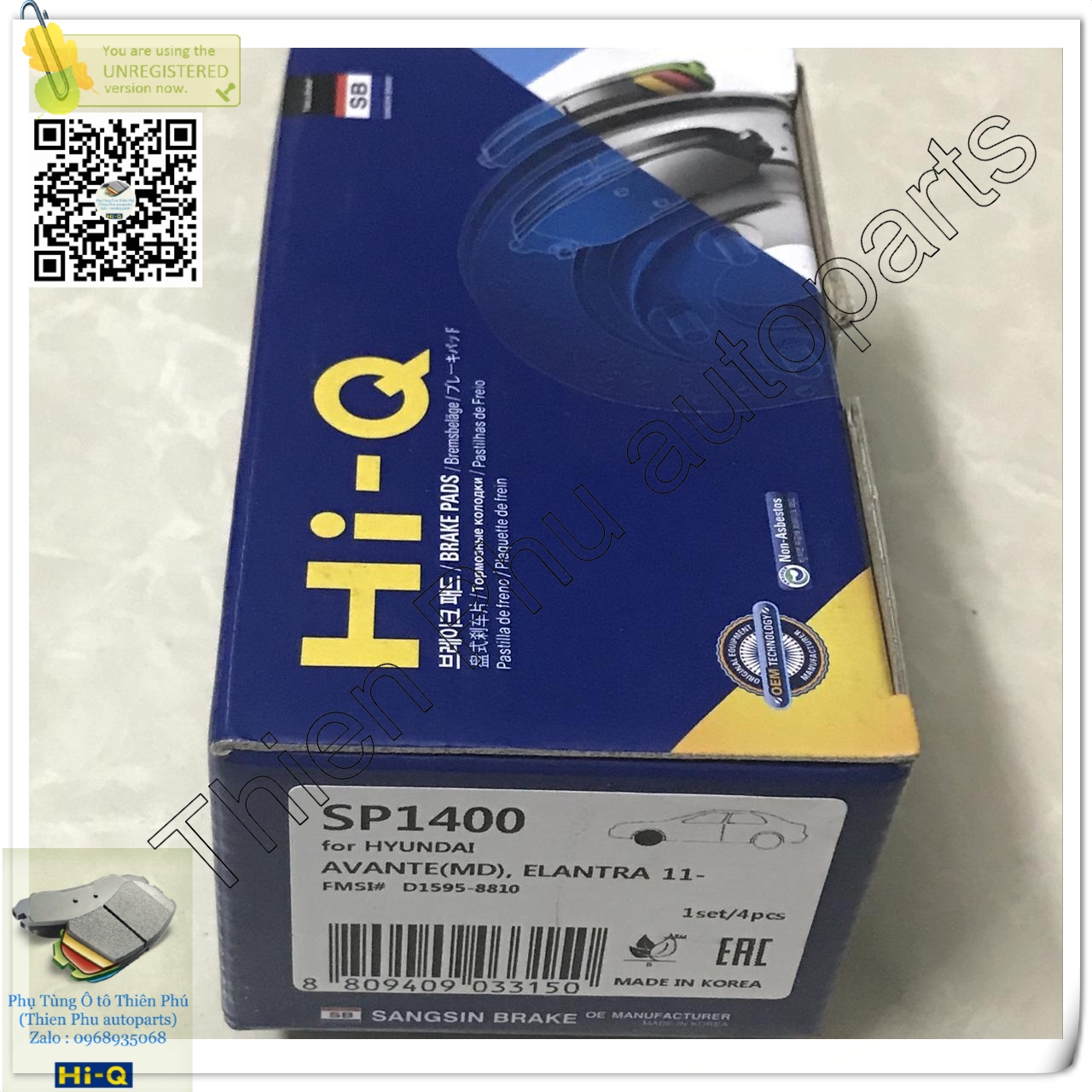 Má phanh chính hãng Hi-Q cho Accent (11-16 ) trước + Elantra (11 -16)+ K3 (13- ) + Cerato (13 -16 )+ RIO (12 -16)+ Rondo. Bố thắng trước. OEM Brake Pad :  581012QA00 581012VA00 581012VA10 581012VA50 581013VA10 581013XA00 581013XA10 581013XA20 58101A5A00 5