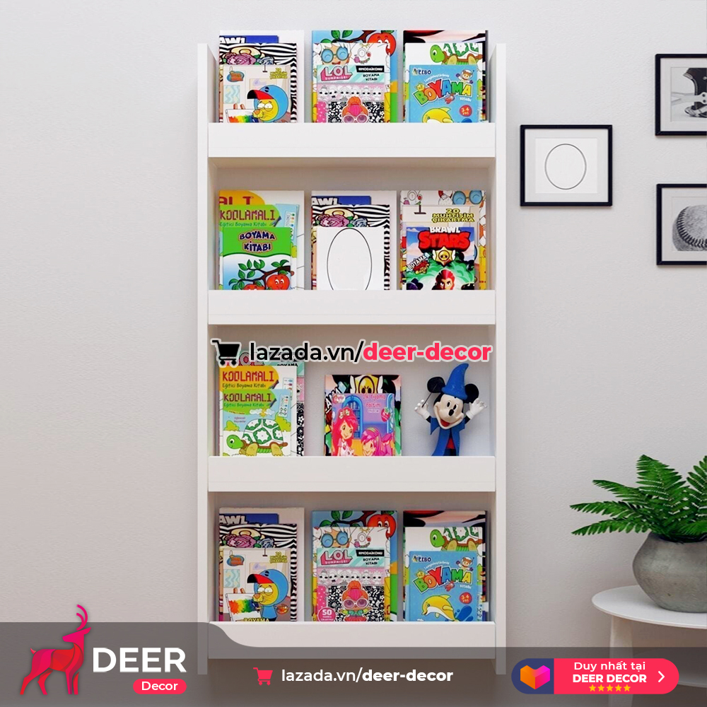 Kệ sách treo tường cho bé nhiều ngăn tầng - deer decor