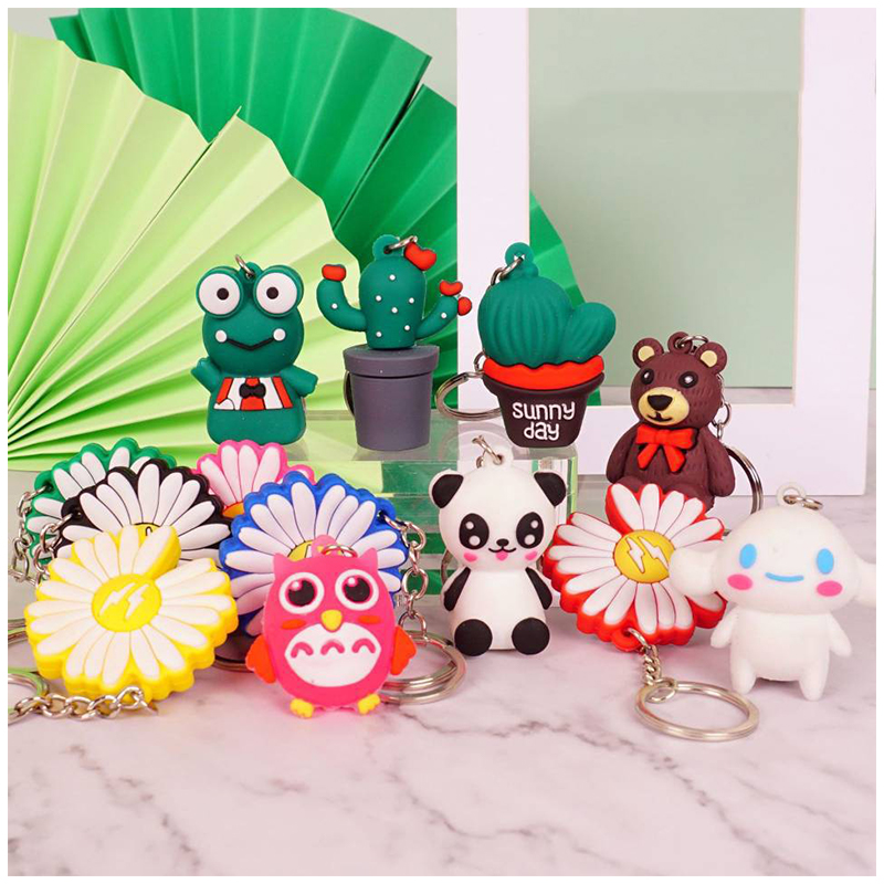 Móc chìa khóa, móc treo balo túi xách mini hình hoa mặt trời hoa hướng dương hình xương rồng dễ thương