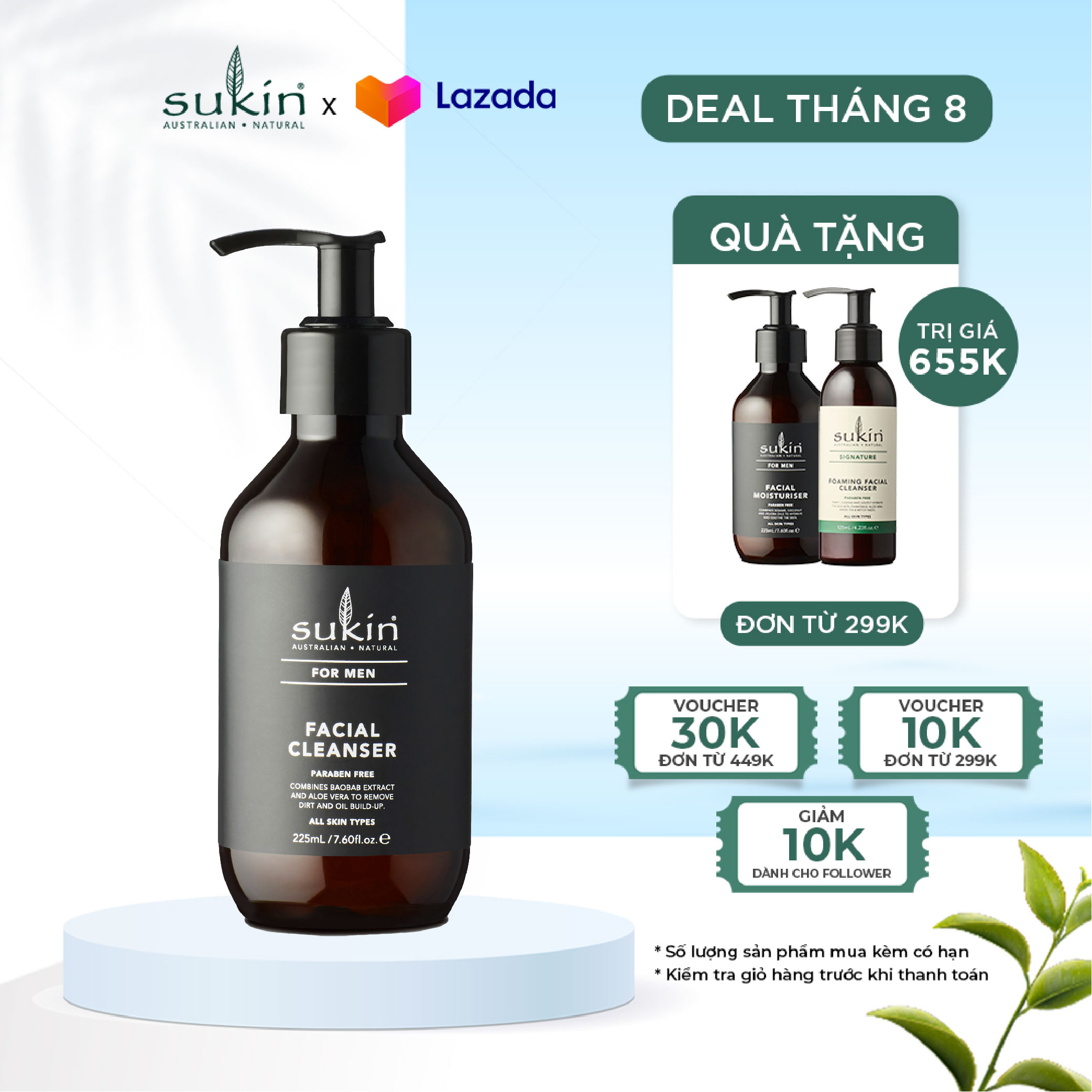 Sữa Rửa Mặt Dành Cho Nam Sukin For Men Facial Cleanser 225ml