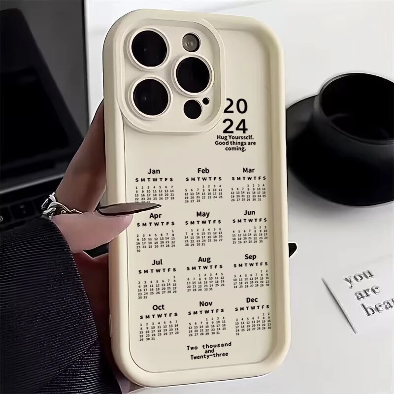 2024 năm mới lịch silicone ốp điện thoại cho iphone 15 pro max 7 cộng với 8 cộng với trường hợp iphone 14 13 12 11 xs xr x 7 8 15 14 cộng với se2020 2022 mềm bìa
