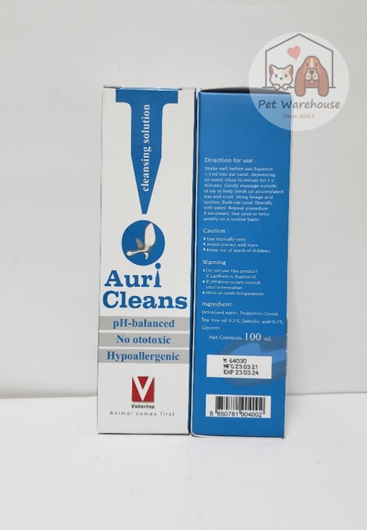 Auri Clean, dung dịch rửa tai, khử mùi hôi tai cho chó mèo