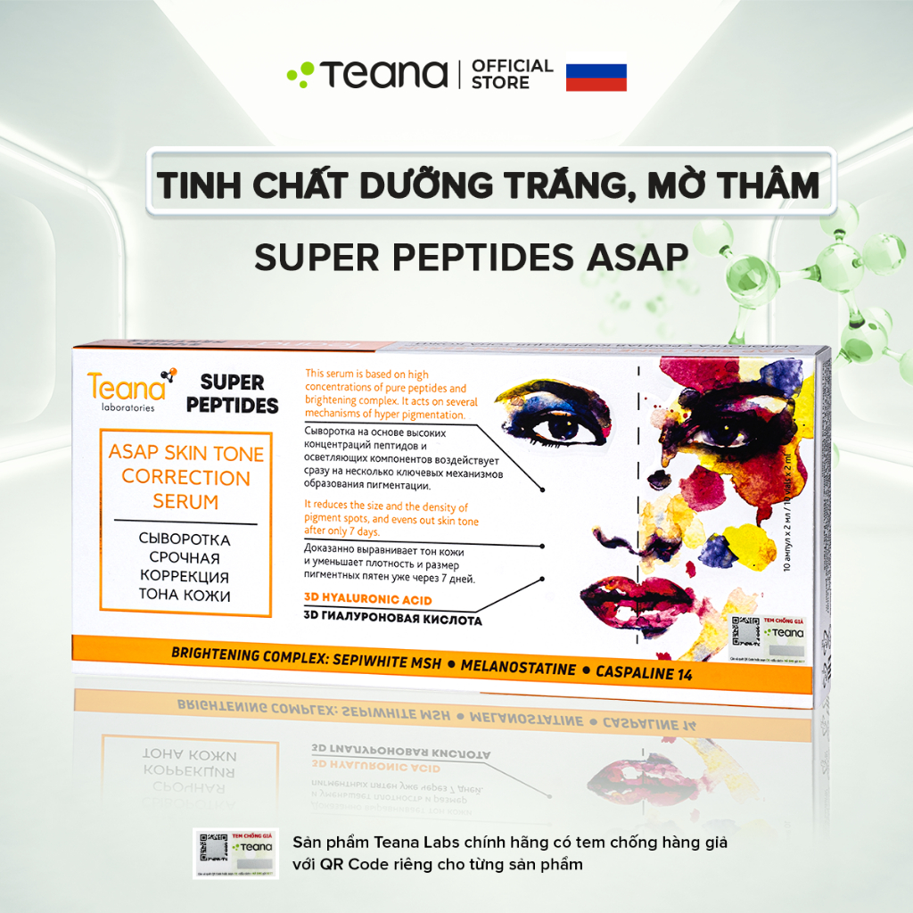 Serum Teana Super Peptides Asap Skin Tone Correction dưỡng trắng da, mờ thâm nám
