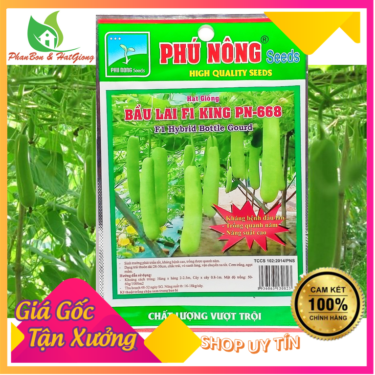 Hạt Giống Bầu Lai King F1 Sai Trái, Dễ Trồng - Phú Nông Seeds| Shop Phân Bón, Hạt Giống Rau Củ Quả, Xơ Dừa, Mùn Dừa, Đất Sạch Trồng Rau Sạch Tp. Hồ Chí Minh