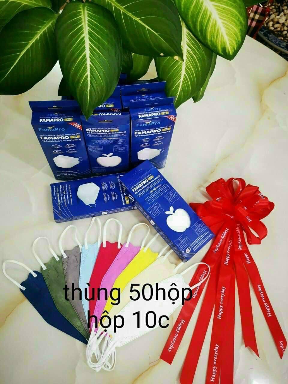 Thùng 50 cái / 5 hộp khẩu trang kháng khuẩn Famapro 4D cao cấp của Nam Anh (10 cái/hộp)
