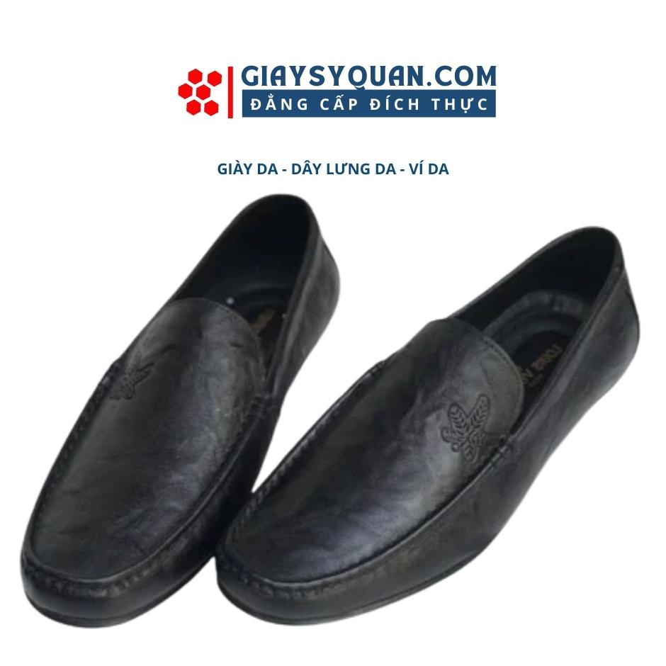 Giày mọi nam da bò thật - chất liệu da bò thật, đế cao su siêu bền, siêu mềm bao chất lượng - mã m202 đen