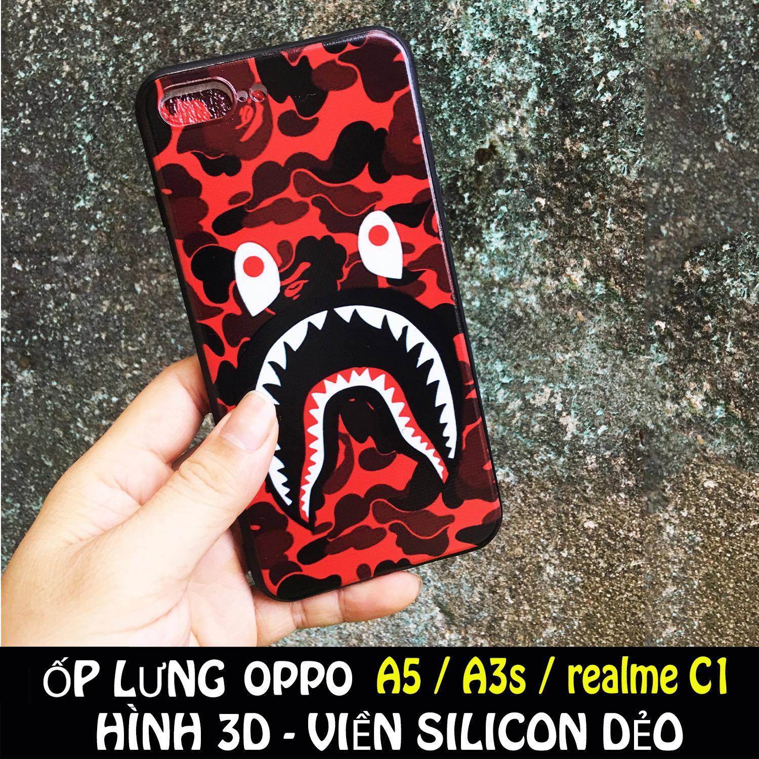 [12 MẪU] ỐP LƯNG HÌNH BAPE 3D OPPO A3S / A5 / REALME C1