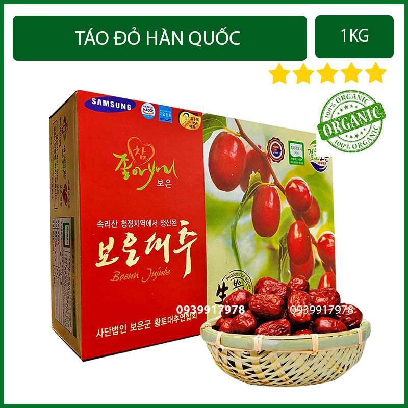 Táo Đỏ Hàn Quốc Sấy Khô Đóng Hộp 1kg Đẹp Sang Táo đỏ khô dùng để Hầm gà