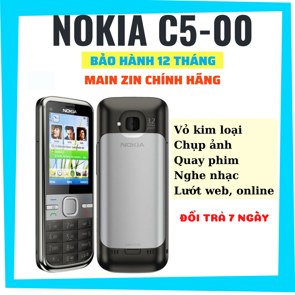 Điện thoại Nokia cổ - Nokia C5 00 vỏ kim loại sang trọng, hàng chính hãng