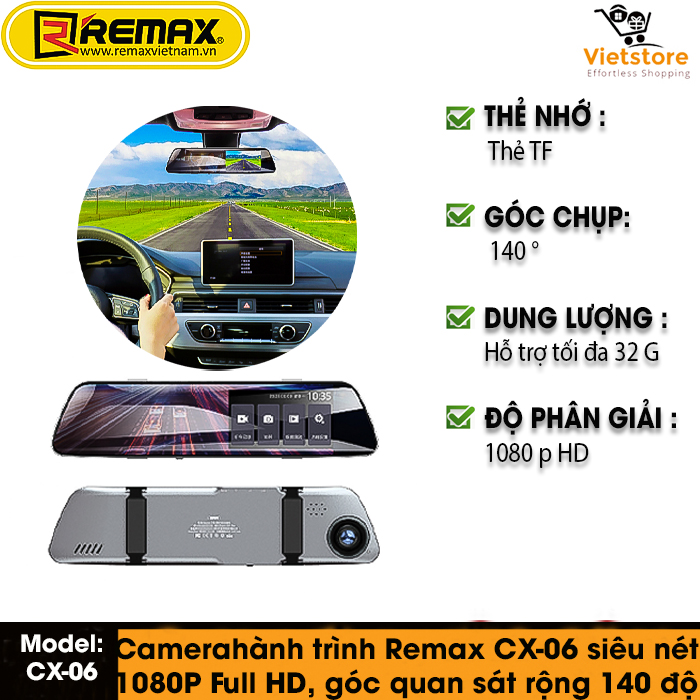 Camera hành trình Remax CX-06 siêu nét 1080P Full HD