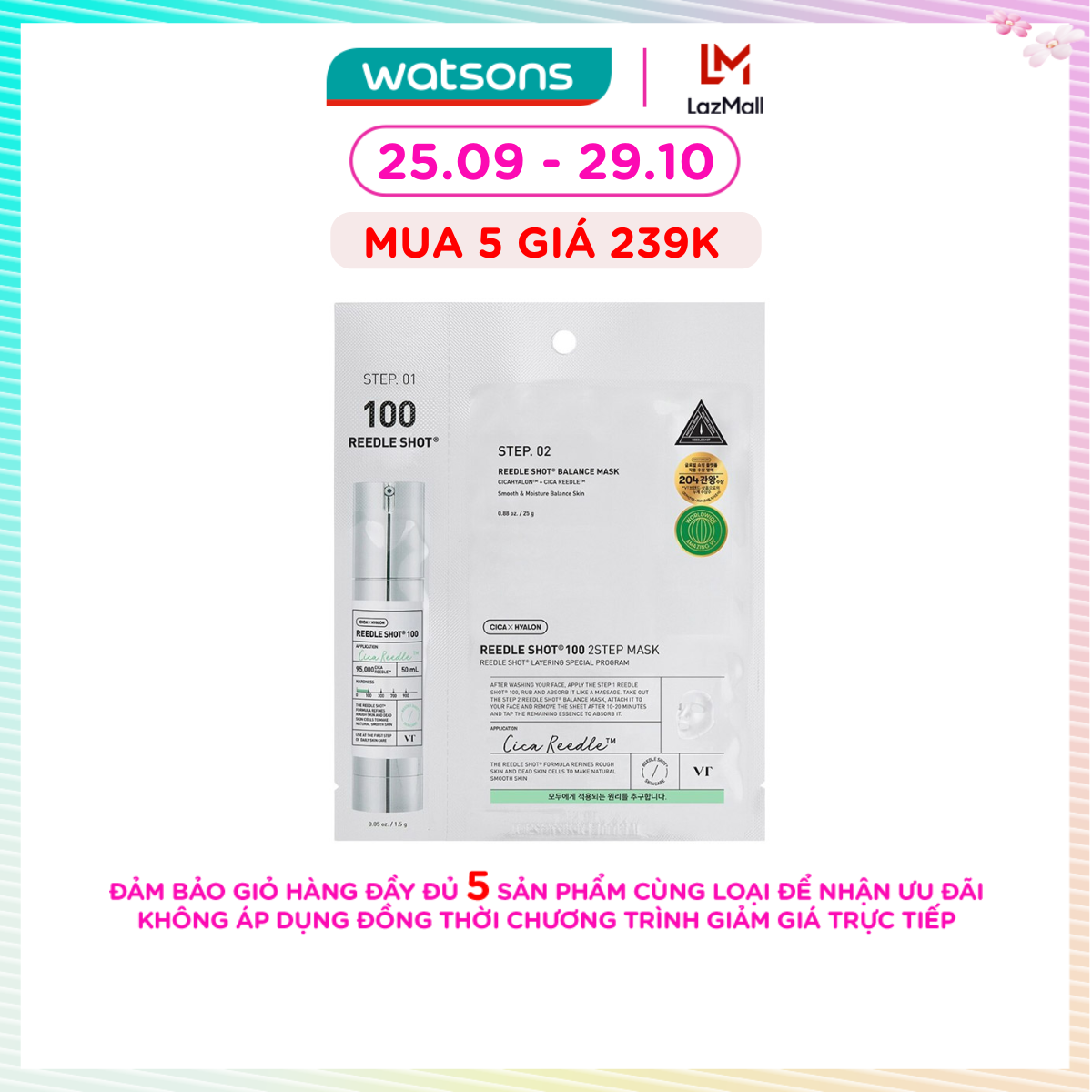 Mặt Nạ Dưỡng Da VT Reedle Shot 100 2Step Mask 1.5g+20g