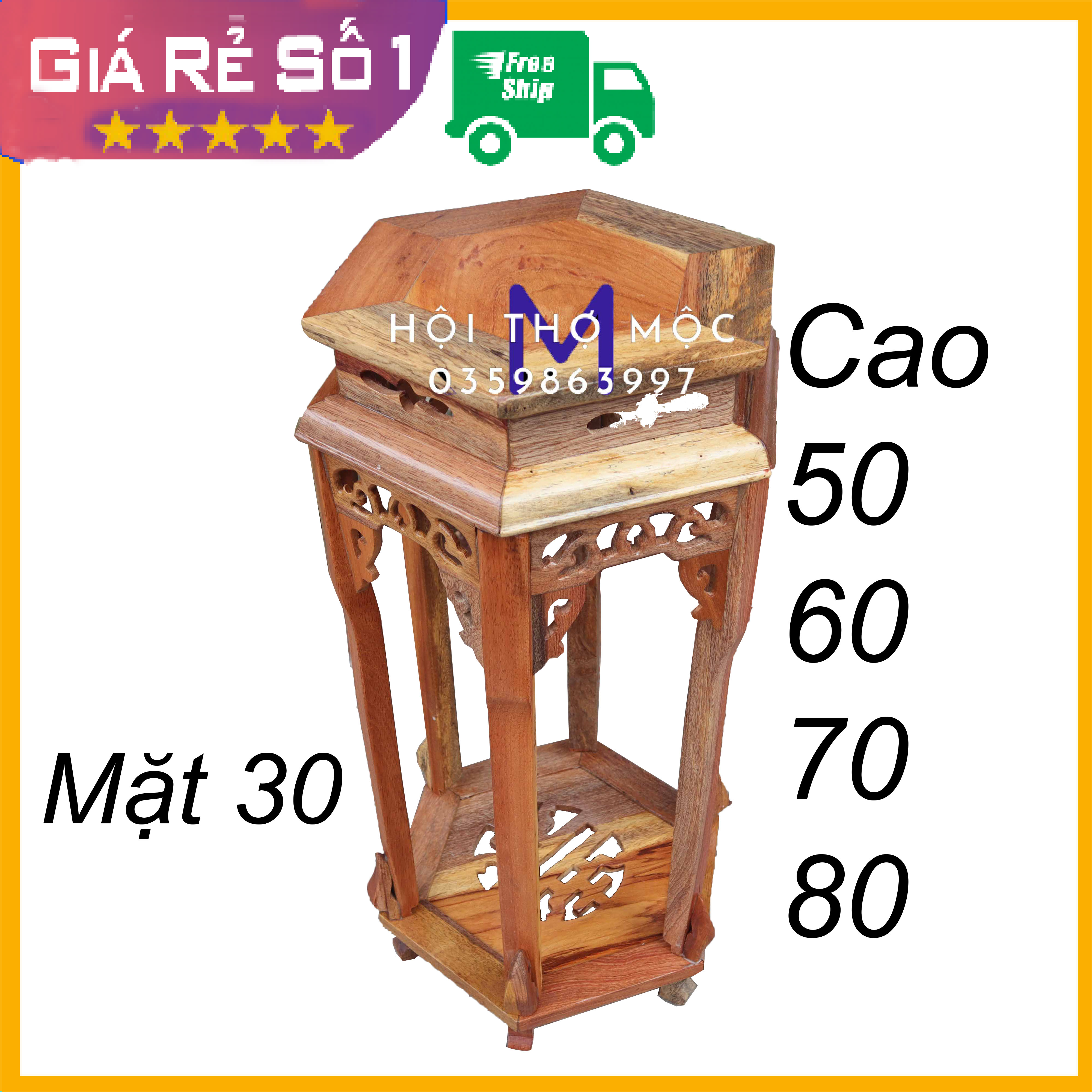 Đôn đế lục giác chiện kê đồ 6 góc gỗ giác mặt 30cm
