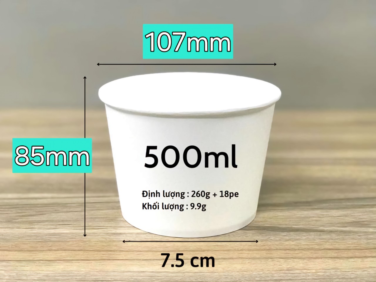 Tô giấy trắng 500ml, Set 50-100 cái kèm nắp