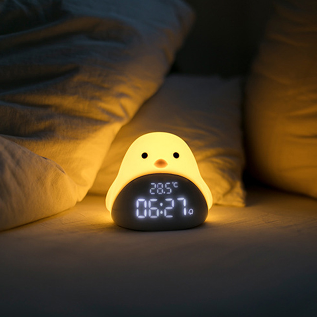 Đèn ngủ để bàn kiêm đồng hồ. đo nhiệt độ-chim non