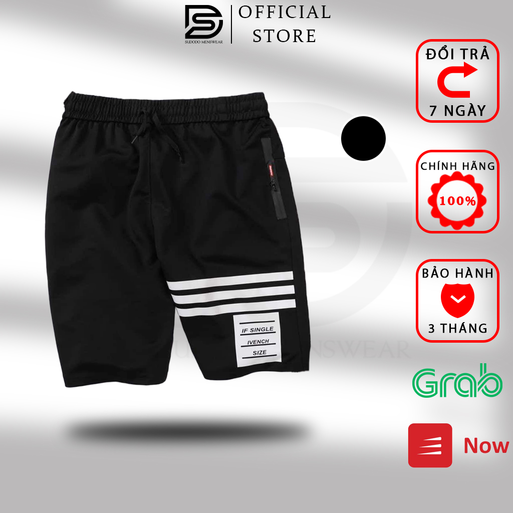 Quần Short nam SUDODO chất liệu thun lạnh co giãn, quần đùi nam có 3 sọc trắng ngang thể thao, mẫu mới 2021