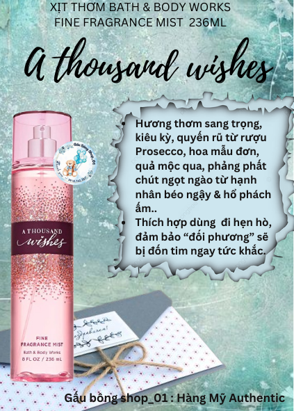 Xịt thơm bath and body works a thousand wishes 236ml