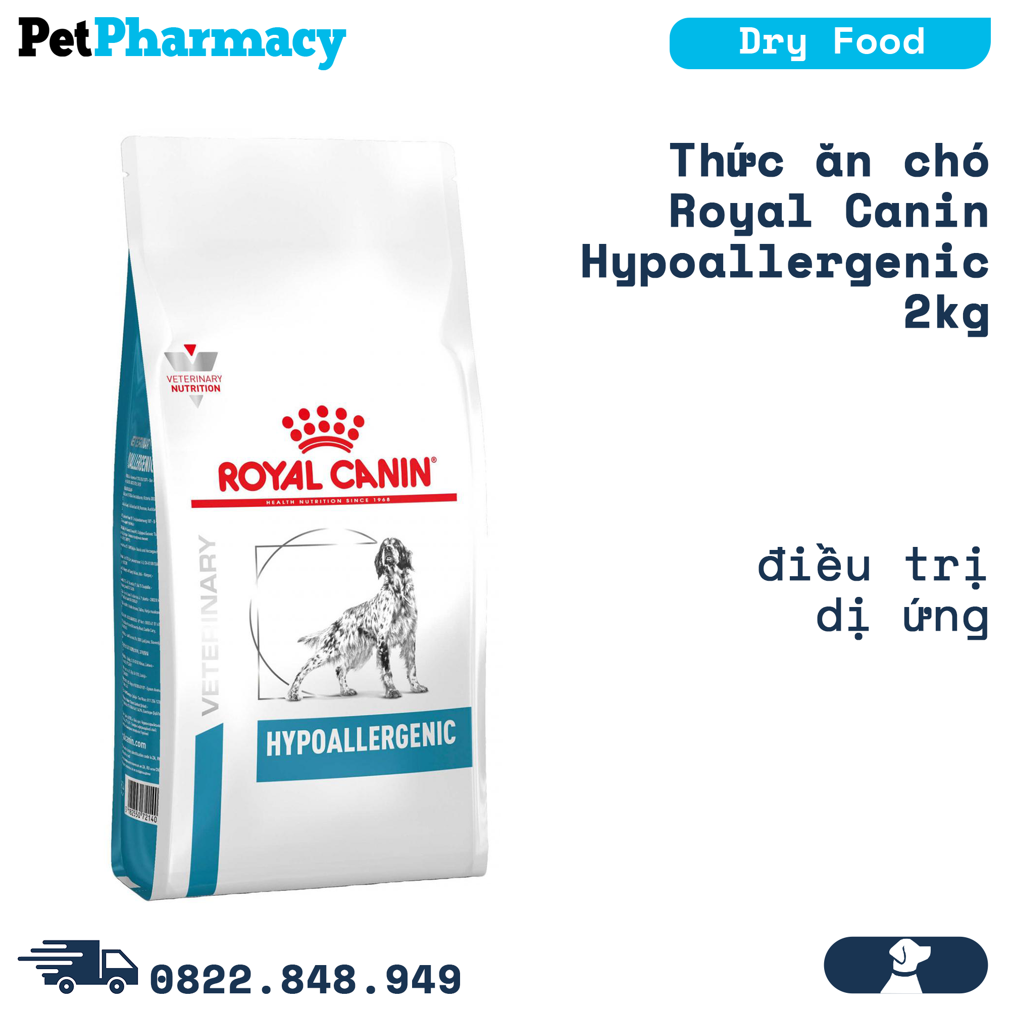 [HCM]Thức ăn chó Royal Canin Hypoallergenic 2kg - Điều trị dị ứng Petpharmacy