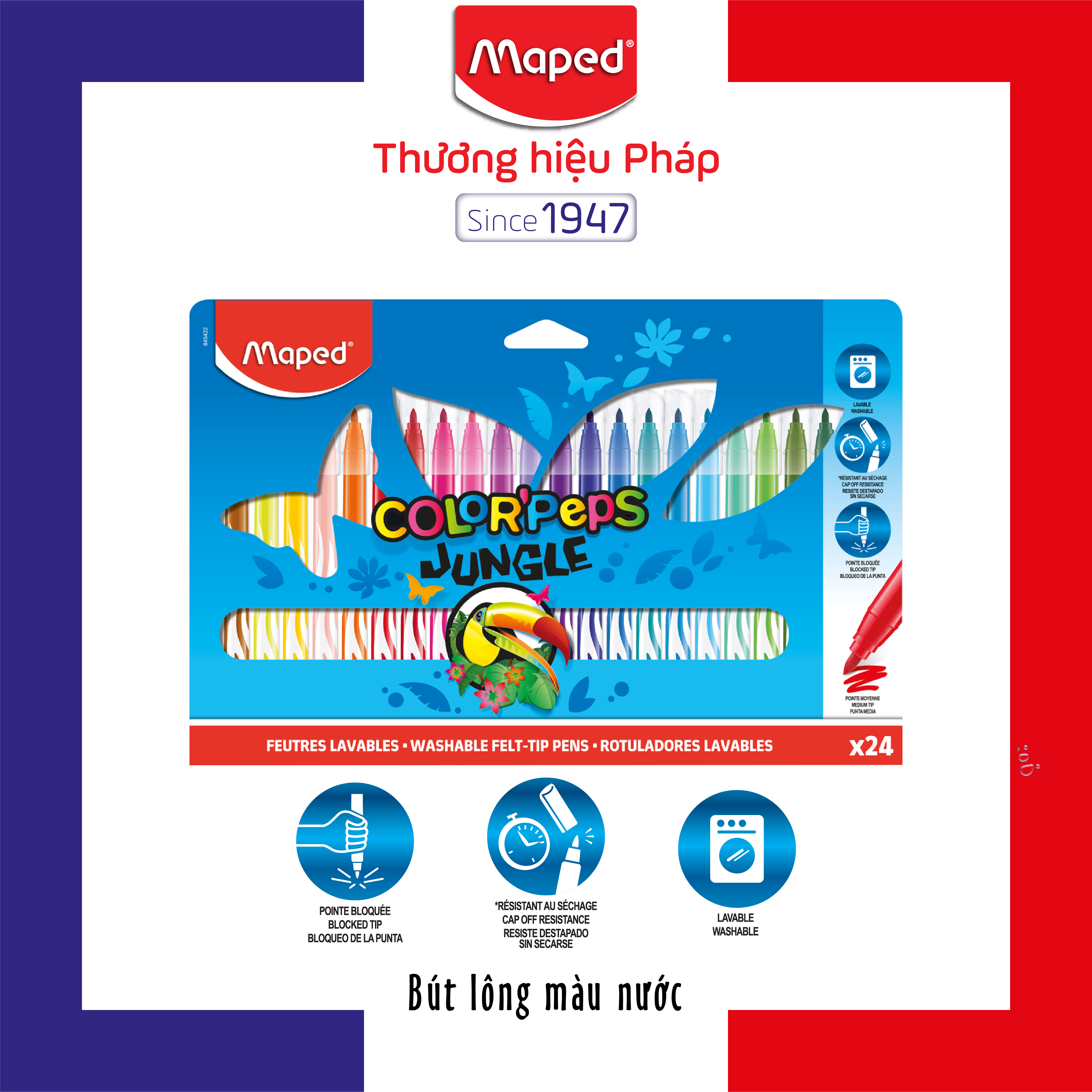 Maped - bút lông màu vẽ jungle - 12/18/24 màu/hộp