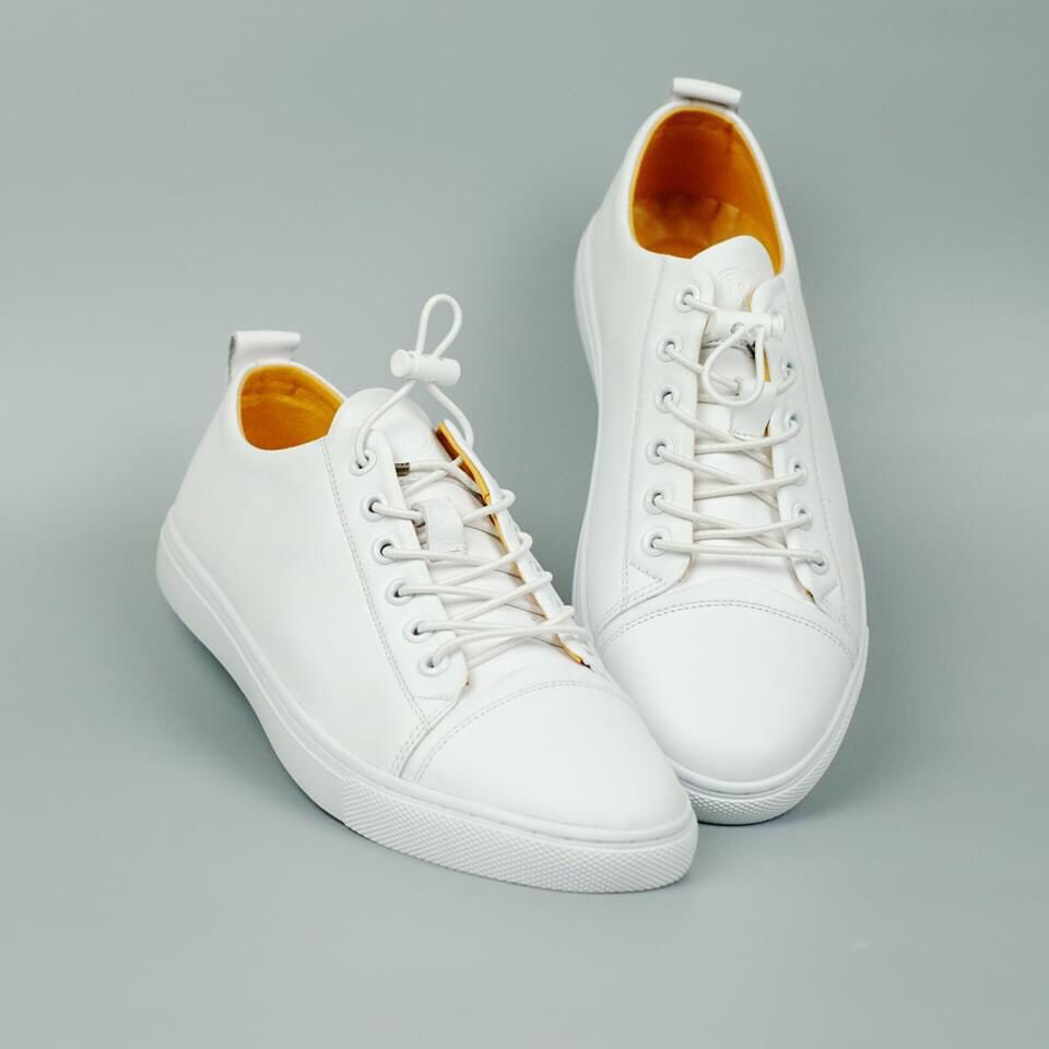 giầy thể thao nam da bò màu tráng sành điêu