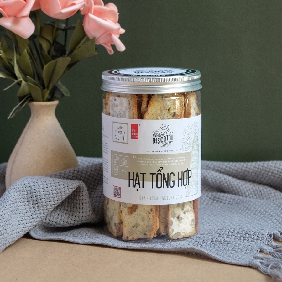 ( FREESHIP) Bánh Biscotti Tanu Nuts hũ 250gr làm từ bột ngũ cốc dành cho người ăn kiêng, giảm cân
