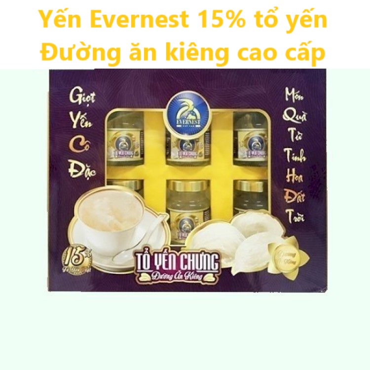 [Siêu sale] Nước yến sào EVERNEST Đường ăn kiêng 15% tổ yến cao cấp (hộp 6 hũ)