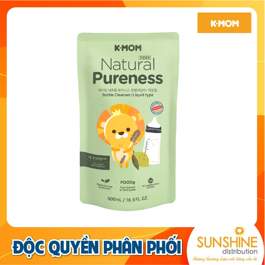 Nước rửa bình & rau quả chiết xuất tự nhiên k-mom hàn quốc hương táo túi 500ml