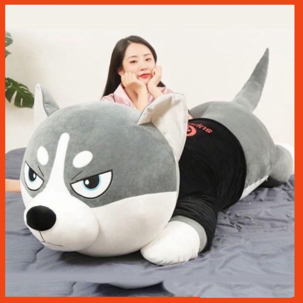 Gấu bông chó husky bông siêu to khổng lồ ,chó ngáo gấu bông husky siêu mềm mịn